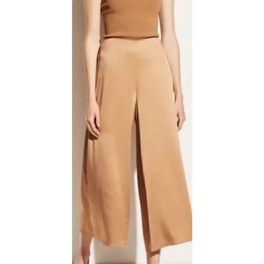 VINCE Satin Culotte Wide Leg Pants in Taupe NWOT Size 2
